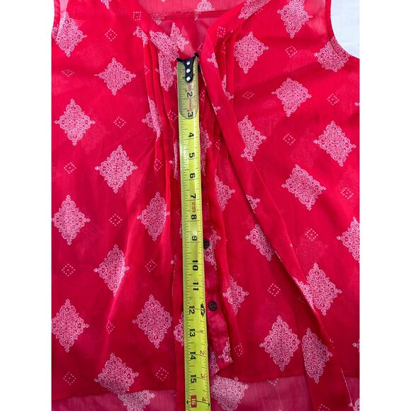 Xhilaration Juniors sz L (Women's M) Flowy Sheer Sleeveless Top July 4th Red - Picture 7 of 7
